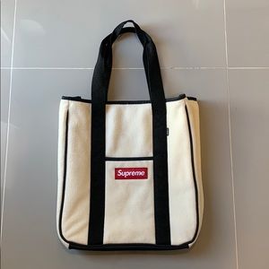 Supreme polartec box logo beige white tote bag